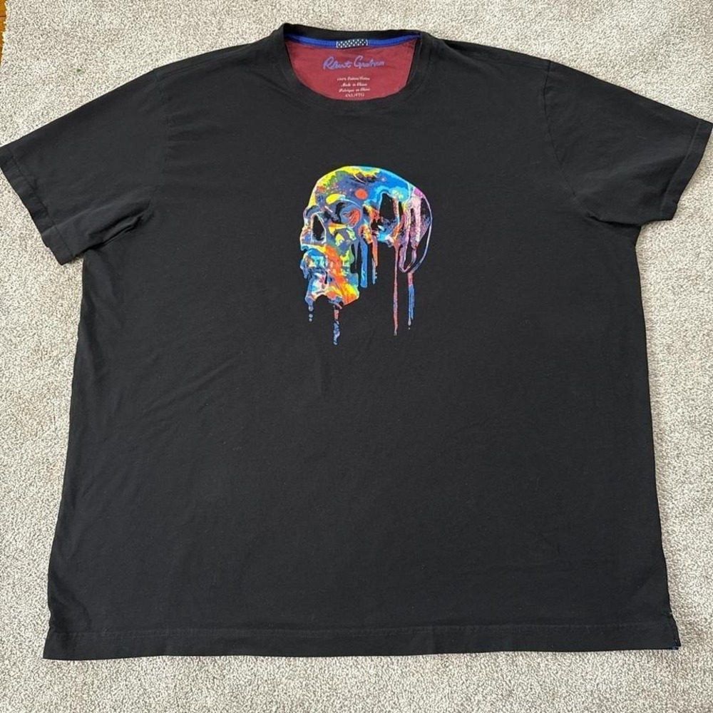 Robert Graham Melting Skull Rainbow Graphic T-Shirt Men's 4X Big & Tall